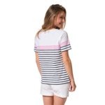 marinière blanc marine rose femme