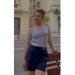 tee-shirt épaule dénudés blanc marine femme