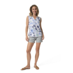 chemisier blanc print bleu pour femme