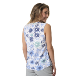 chemisier blanc print bleu pour femme