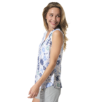 chemisier blanc print bleu pour femme