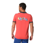 polo orange imprimé dans le dos pour homme