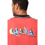 polo orange imprimé dans le dos pour homme