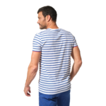 marinière blanc et bleu col v pour homme