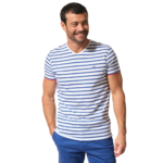 marinière blanc et bleu col v pour homme