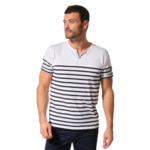 tee-shirt rayé blanc marine pour homme