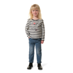 tee-shirt rayé ecru marine rose pour fille