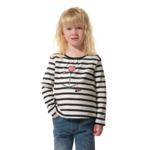 tee-shirt rayé ecru marine rose pour fille