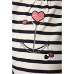 tee-shirt rayé ecru marine rose pour fille