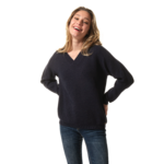 pull col v marine pour femme