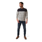 tee-shirt manche longue ecru marine pour homme