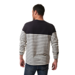 tee-shirt manche longue ecru marine pour homme