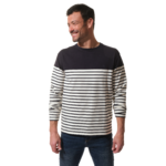 tee-shirt manche longue ecru marine pour homme