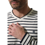 tee-shirt manche longue ecru marine pour homme