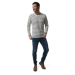 tee-shirt manche longue ecru marine pour homme