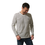 tee-shirt manche longue ecru marine pour homme