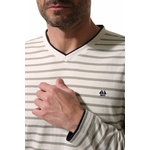 tee-shirt manche longue ecru marine pour homme