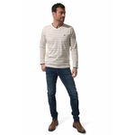 tee-shirt manche longue ecru marine pour homme