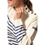 Pull col roulé rayé écru marine pour femme hublot