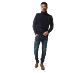 Pull col roulé marine homme hublot