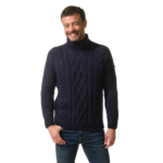 Pull col roulé marine homme hublot