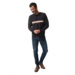 Pull Marine-Ecru-Marron homme hublot