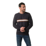 Pull Marine-Ecru-Marron homme hublot