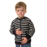 Gilet rayé à zip Marine-ecru enfant hublot