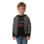 Gilet rayé à zip Marine-ecru enfant hublot