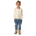 Pull rayé écume et doré fille hublot