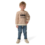 Pull rayé ecru-marron enfant hublot