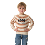 Pull rayé ecru-marron enfant hublot
