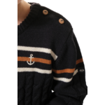 Pull Enfant Marine-Blanc-Marron hublot