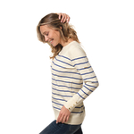 Pull rayé Ecru-marine pour femme hublot