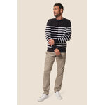 Pull rayé Marine-Blanc pour homme hublot