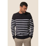 Pull rayé Marine-Blanc pour homme hublot