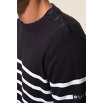 Pull rayé Marine-Blanc pour homme hublot