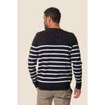 Pull rayé Marine-Blanc pour homme hublot