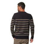 Pull rayé Marine-Kaki pour homme hublot