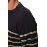 Pull rayé Marine-Kaki pour homme hublot