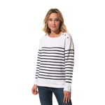 Pull rayé Blanc-Marine pour femme hublot