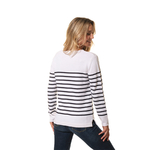 Pull rayé Blanc-Marine pour femme hublot