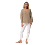 Pull col V en Ecume pailleté pour femme hublot