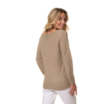Pull col V en Ecume pailleté pour femme hublot