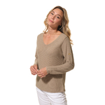 Pull col V en Ecume pailleté pour femme hublot