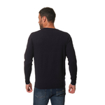 Pull col V marine pour homme hublot