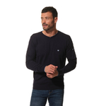 Pull col V marine pour homme hublot