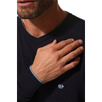 Pull col V marine pour homme hublot