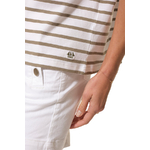 tee-shirt rayé blanc kaki pour femme