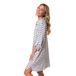 evanna robe bleu raye femme hublot mode marine